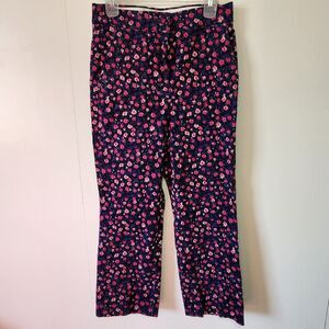 J.Crew Kickout Cord Pant Navy Dotted Floral High Rise Stretch Size 6 Womens EUC